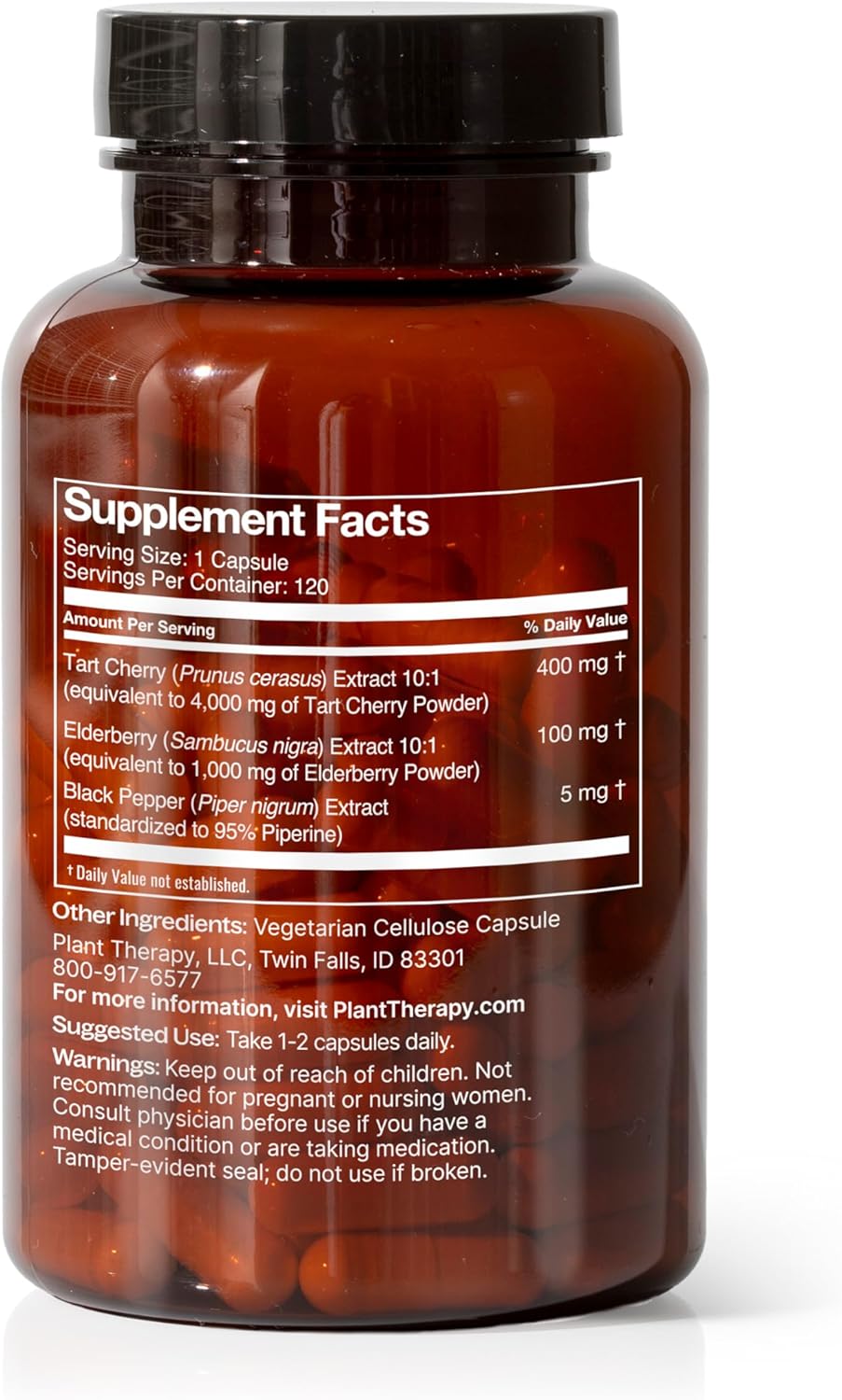 Lion's Mane & Tart Cherry with Elderberry Herbal Supplement Capsules for Plant Therapy