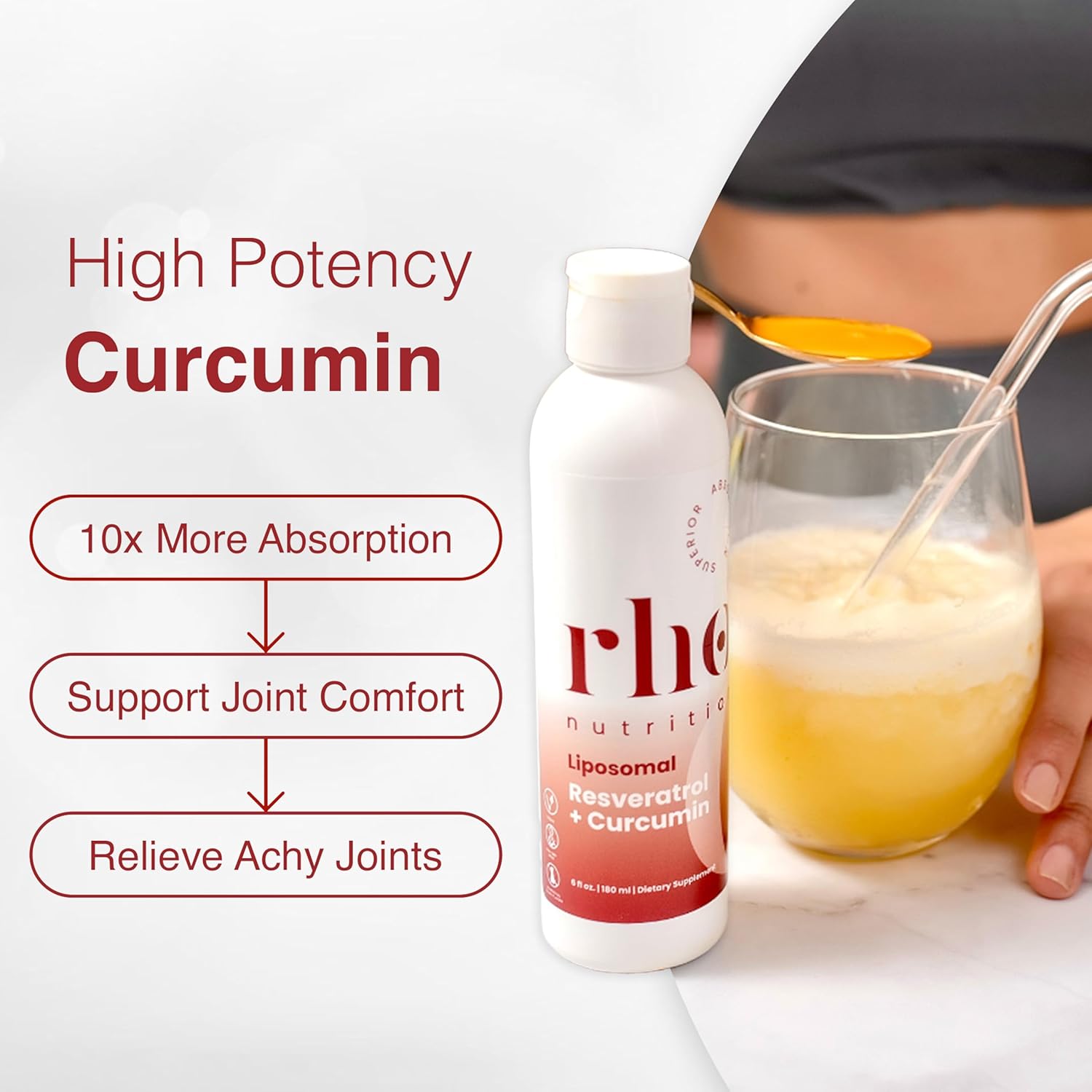 Liposomal Curcumin + Resveratrol Supplement for Joint Health & Overall Well-Being - High Absorption Liquid Formula