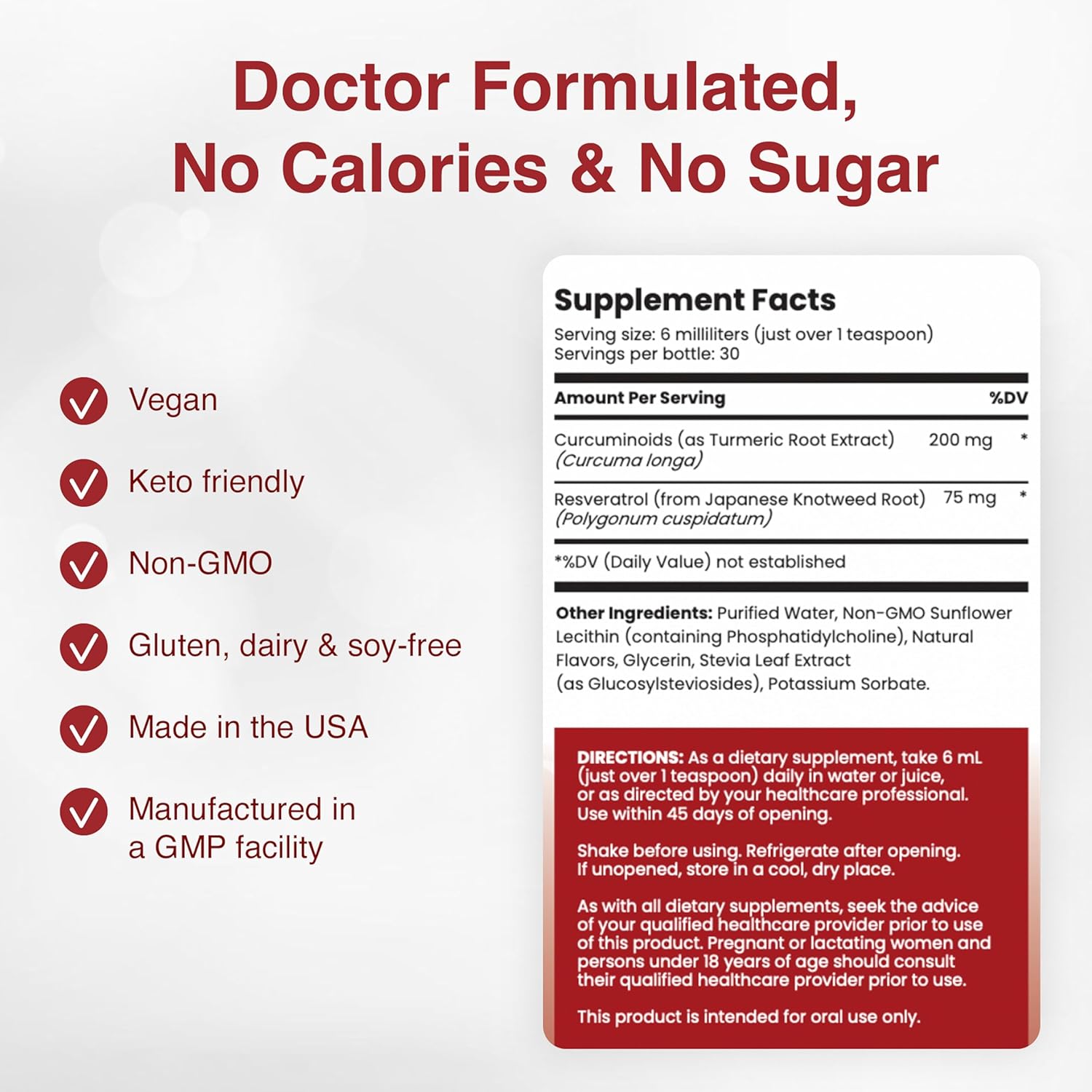 Liposomal Curcumin + Resveratrol Supplement for Joint Health & Overall Well-Being - High Absorption Liquid Formula