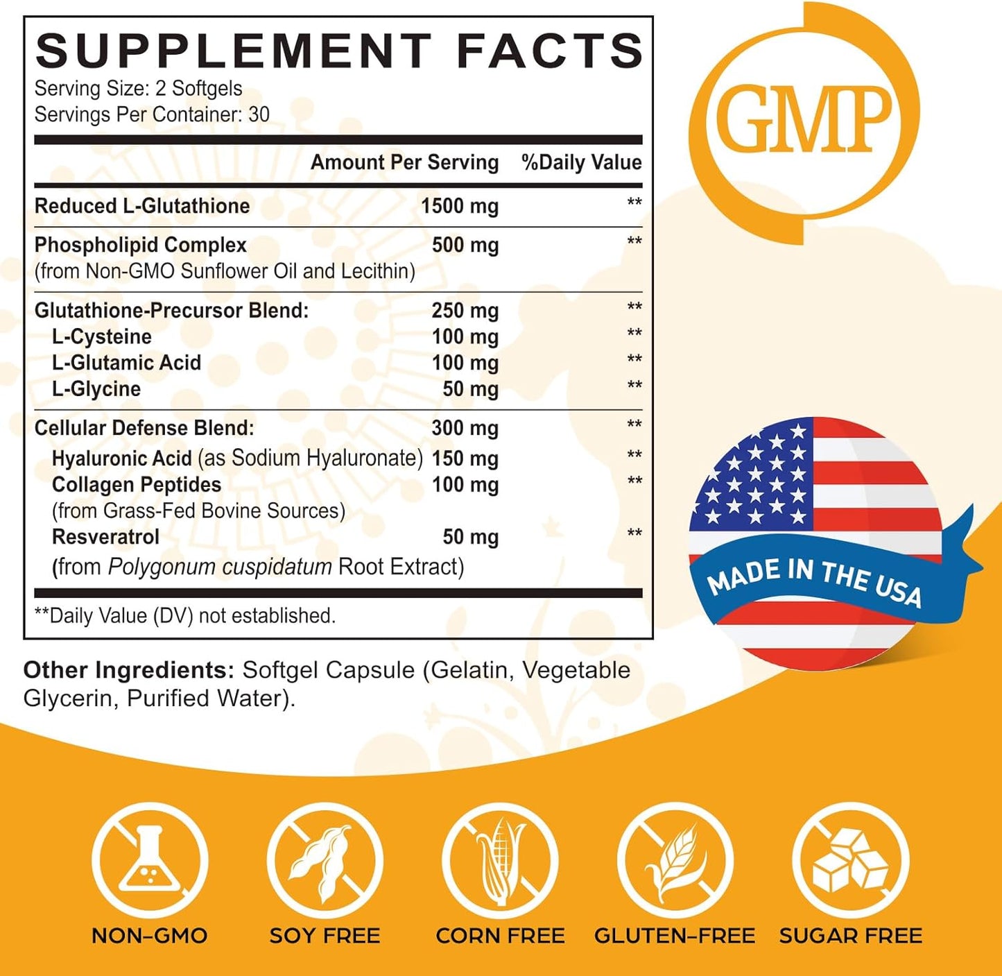 Liposomal Glutathione and Spermidine Supplements - Non-GMO Formula for Enhanced Wellness