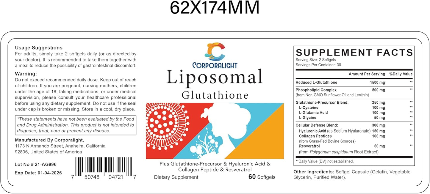 Liposomal Glutathione and Spermidine Supplements - Non-GMO Formula for Enhanced Wellness