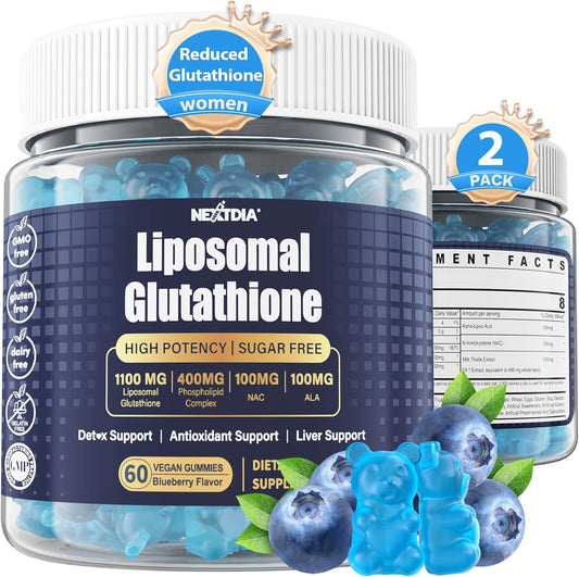 Liposomal Glutathione Gummies for Women 1100mg with Vitamin C, Antioxidant for Anti-Aging, Immune Support & Cleansing - Vegan, 120 ct