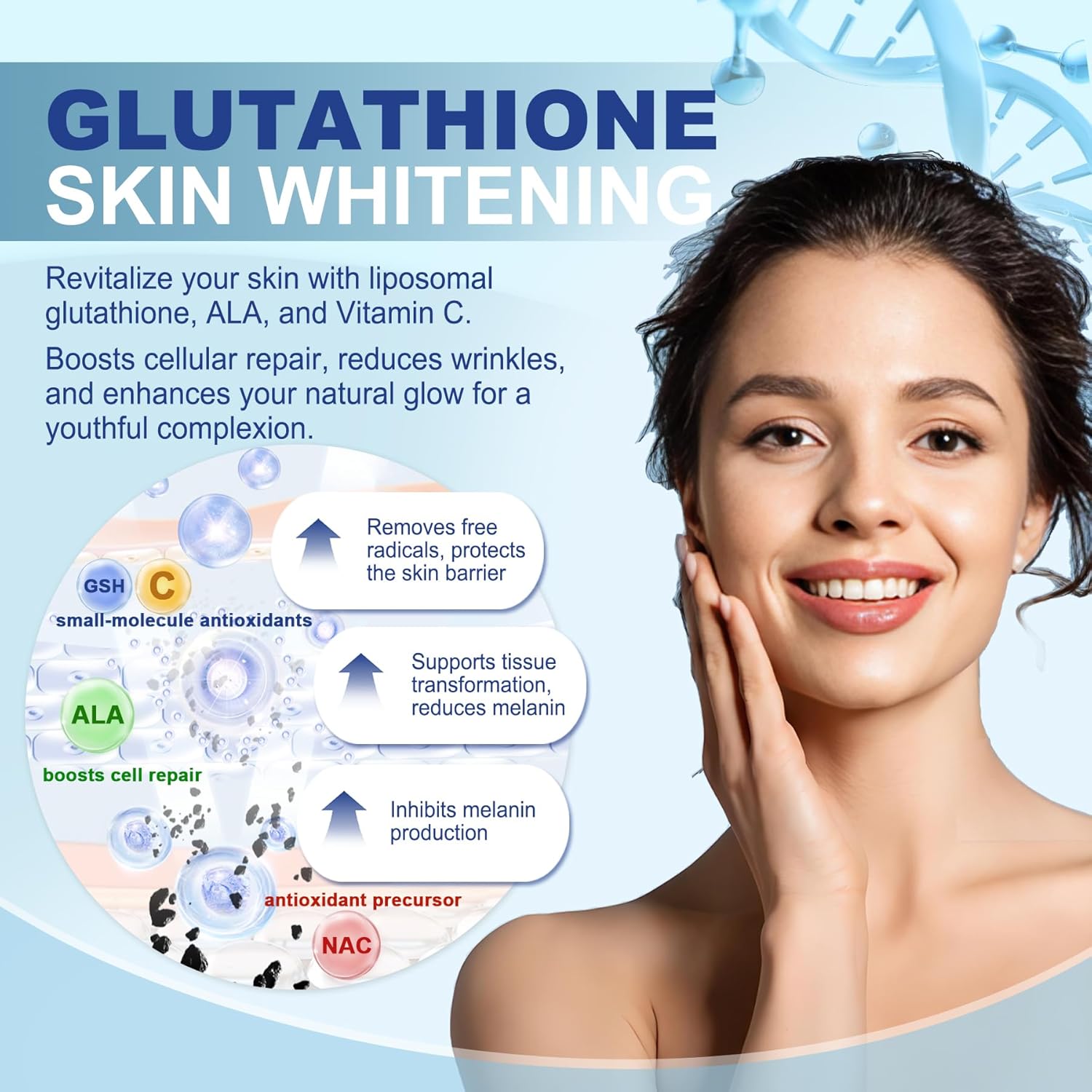 Liposomal Glutathione Gummies for Women 1100mg with Vitamin C, Antioxidant for Anti-Aging, Immune Support & Cleansing - Vegan, 120 ct