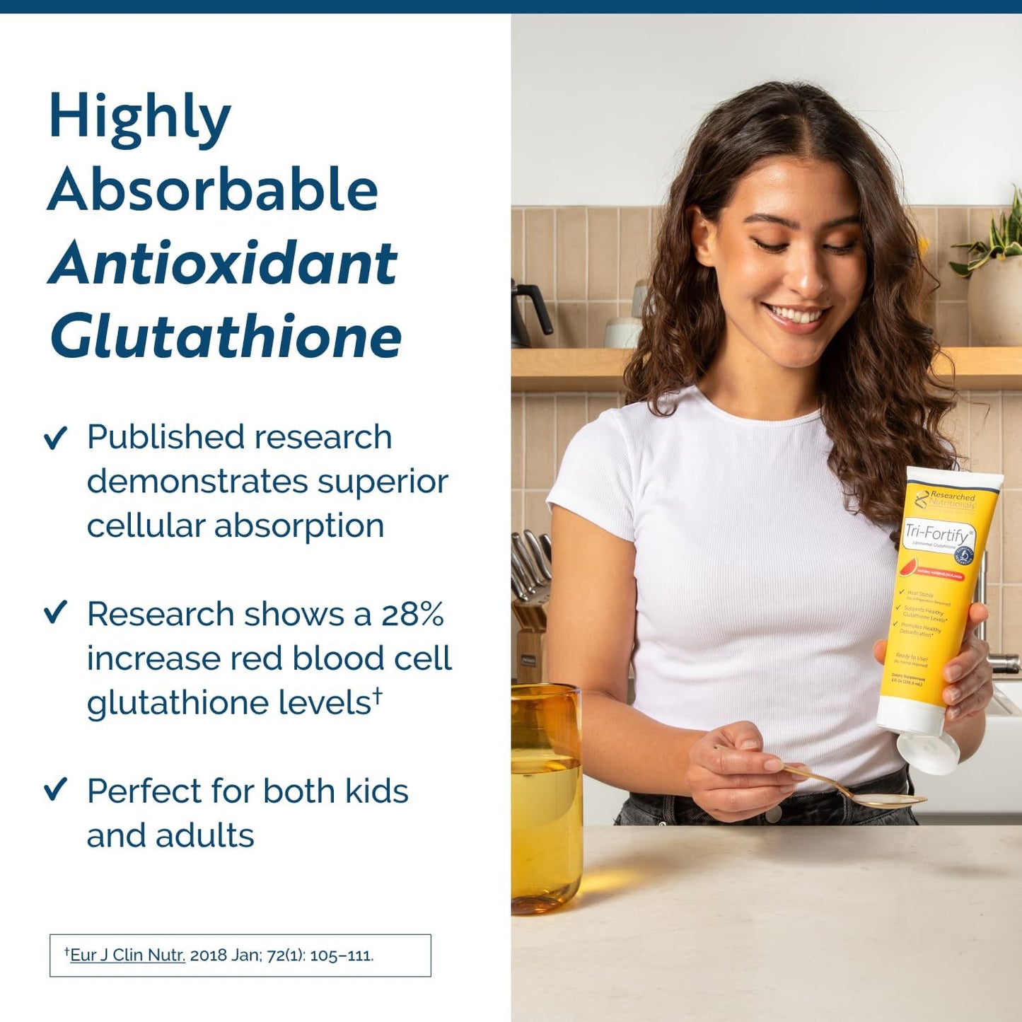 Liposomal Glutathione Liquid Gel + Vitamin C - Tri-Fortify - Boost Natural Energy, Immunity & Detox - Clinically Researched - Orange - 8 Fl Oz