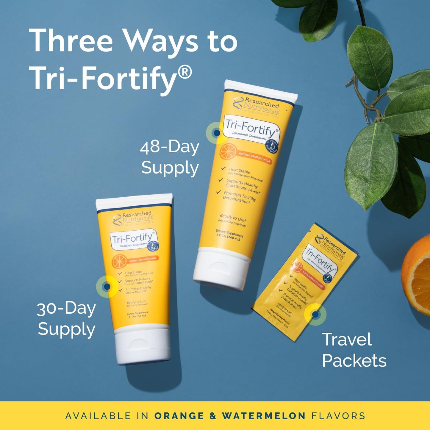 Liposomal Glutathione Liquid Gel + Vitamin C - Tri-Fortify - Boost Natural Energy, Immunity & Detox - Clinically Researched - Orange - 8 Fl Oz