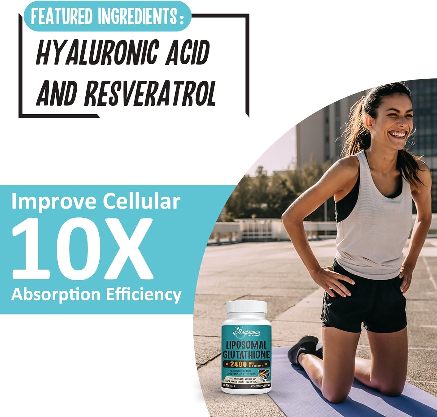 Liposomal Glutathione Softgels 2400 MG - High Absorption Formula with Hyaluronic Acid, Resveratrol, and Antioxidants - 600 Softgels for Detox and Immune Support