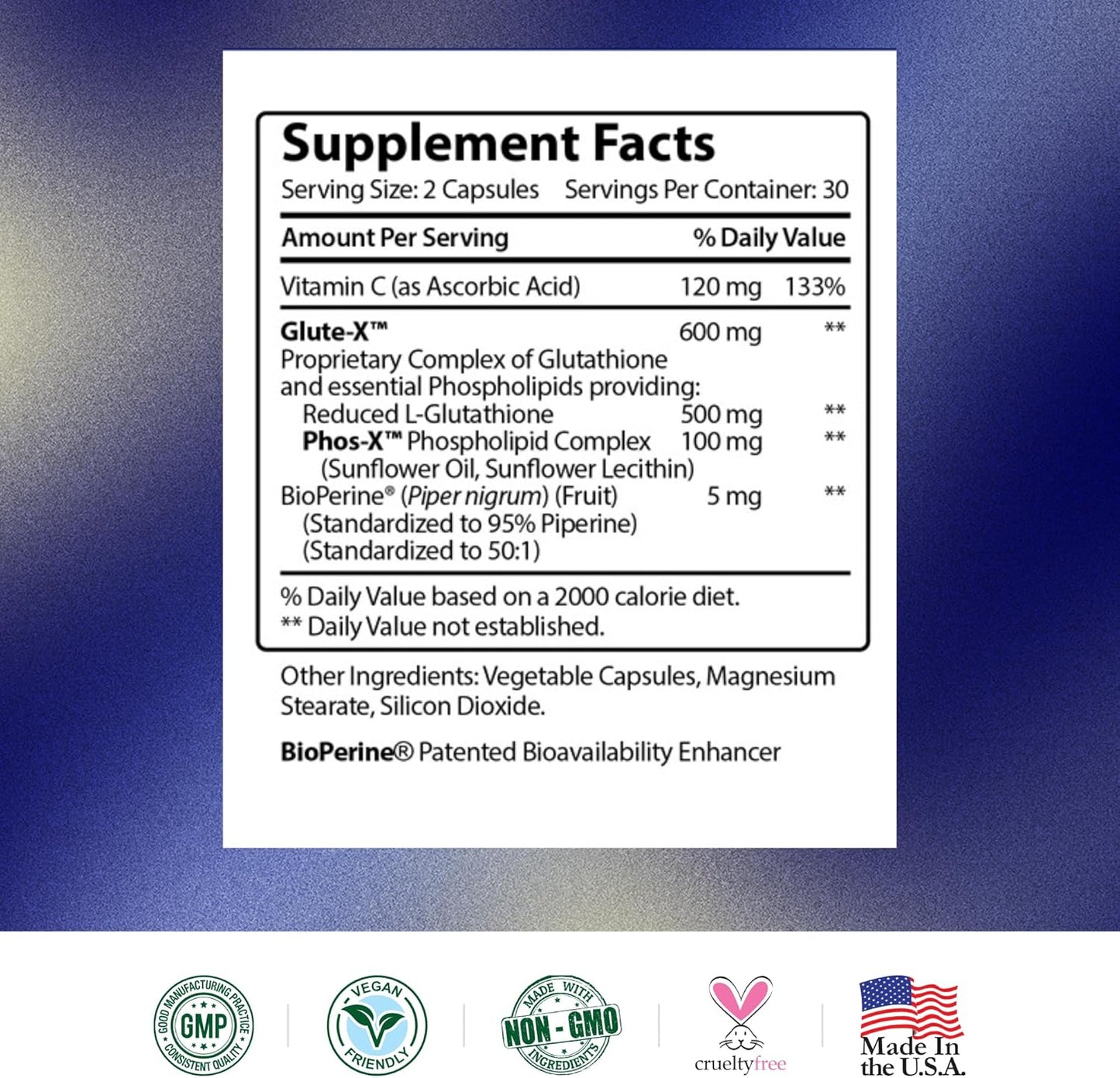 Liposomal Glutathione Supplement with Vitamin C & Bioperine - 60 Capsules (500mg) - Research Verified® Formula