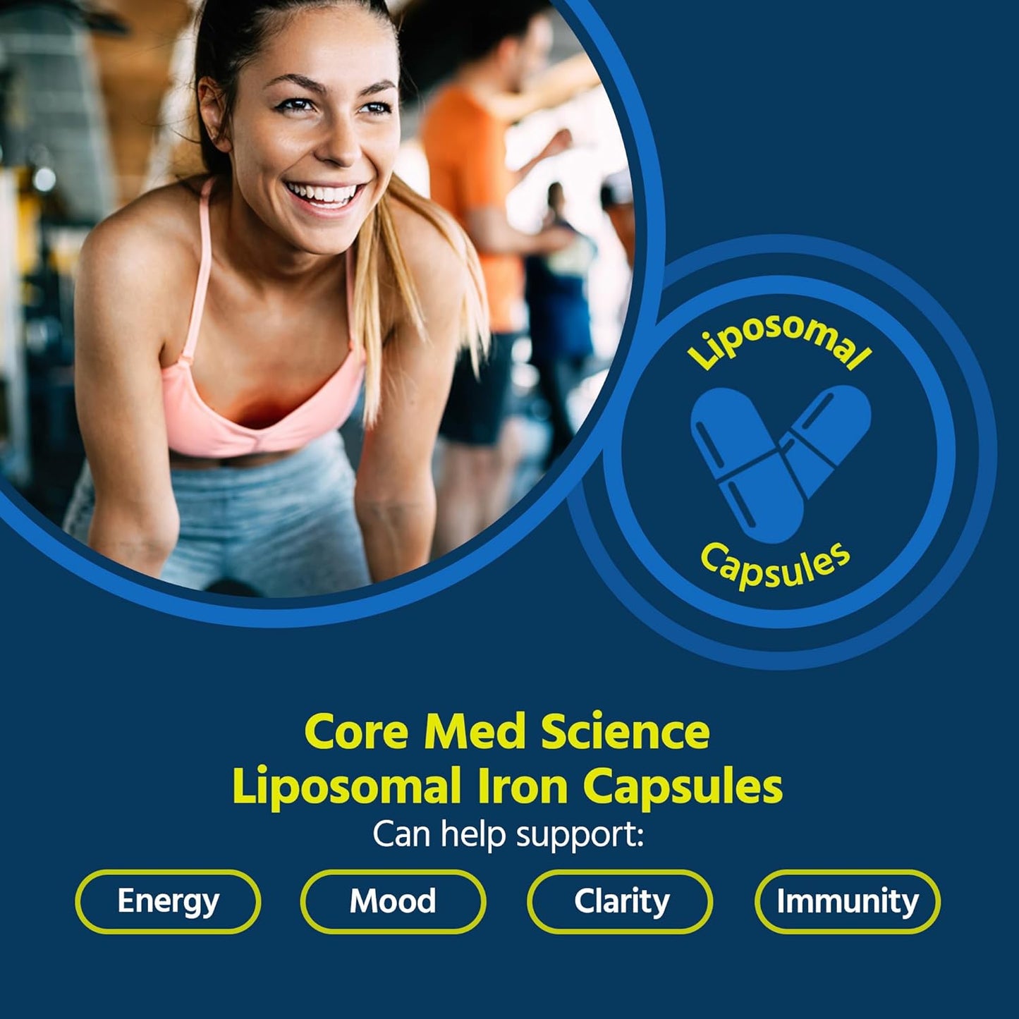 Liposomal Iron Supplement 65mg (90 Capsules) for Men & Women - Gentle Iron Absorption Pills for Pregnancy Deficiency - Easy to Swallow, Dairy-Free Formula
