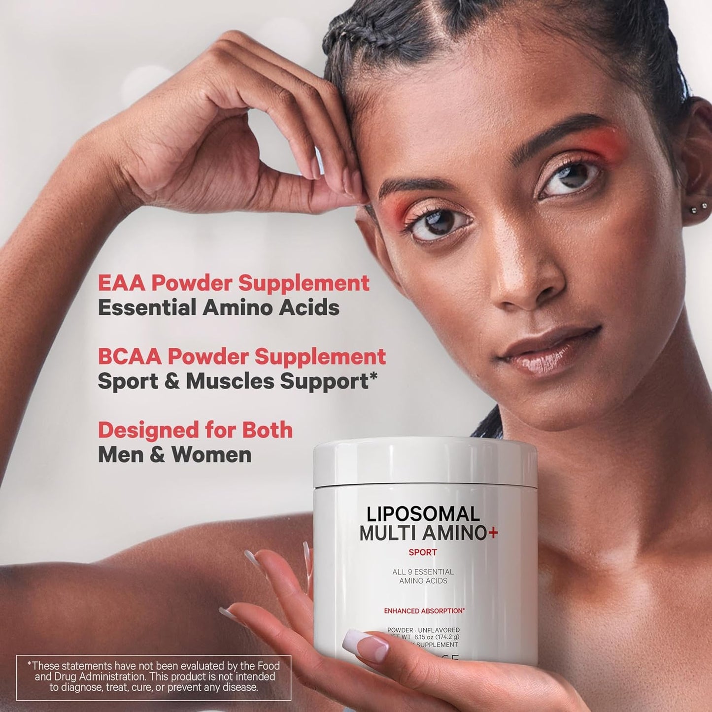 Liposomal Multi Amino Powder Supplement with BCAA & EAA - All 9 Essential Amino Acids, Pre & Post Workout, Unflavored - Non-GMO - 6.15 oz