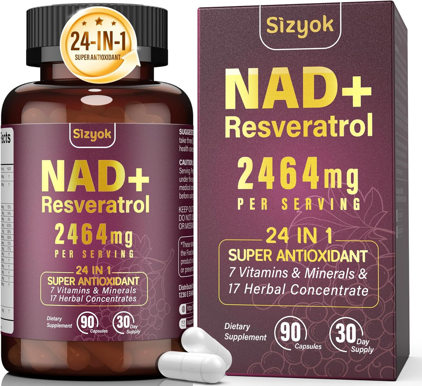 Liposomal NAD+ Resveratrol Supplement for Energy, Focus, and Anti-Aging - 120 Capsules
