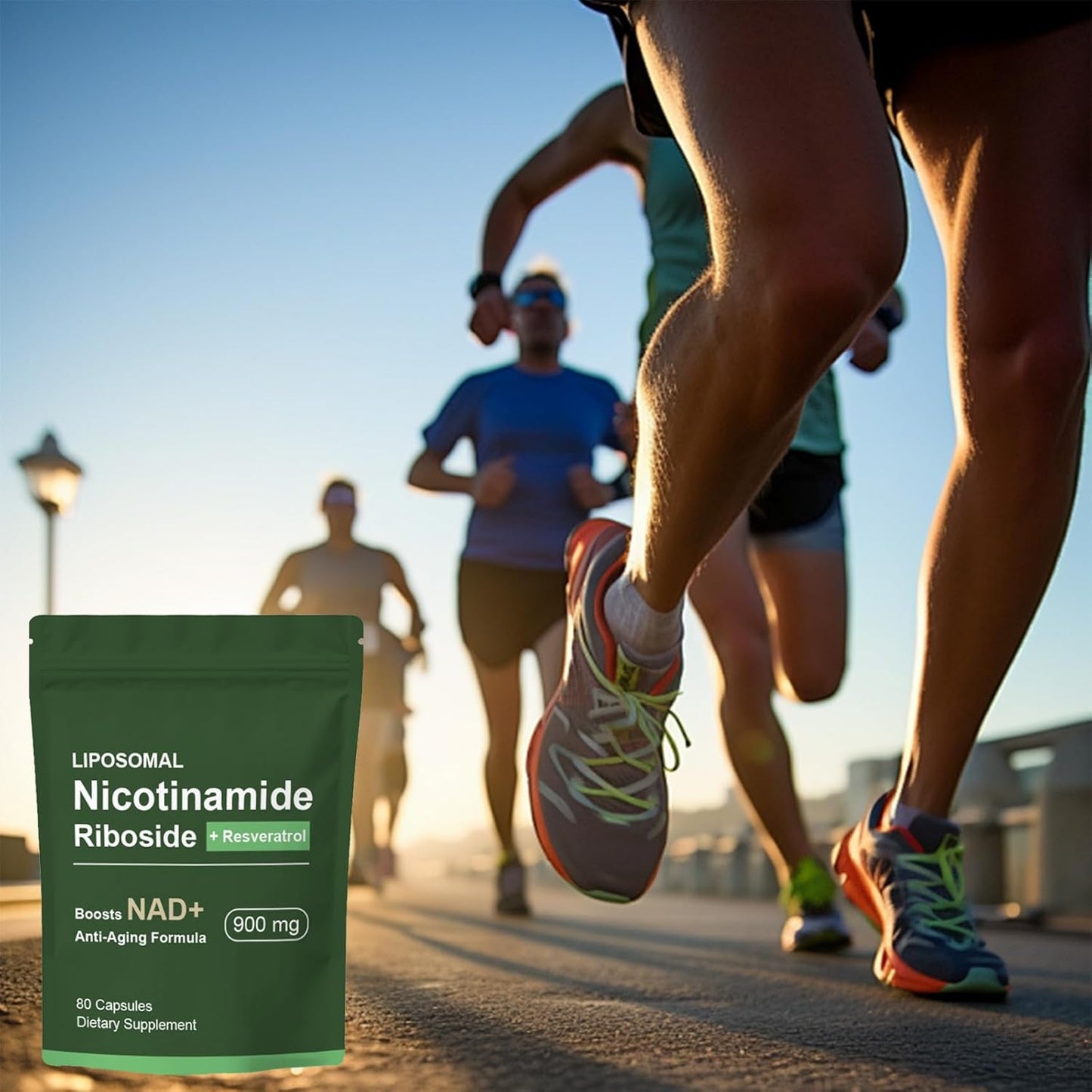 Liposomal NAD+ Supplement with Nicotinamide Riboside, Resveratrol, Quercetin - High Purity Anti-Aging Formula - 80 Capsules for Energy and Focus