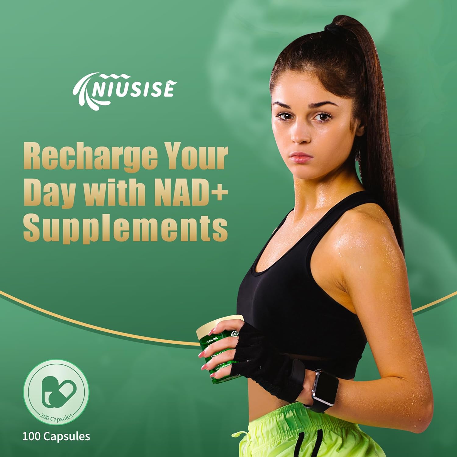 Liposomal NAD+ Supplement with Nicotinamide Riboside, Resveratrol, Quercetin - 900mg Capsules for Energy & NAD+ Boost in Men and Women