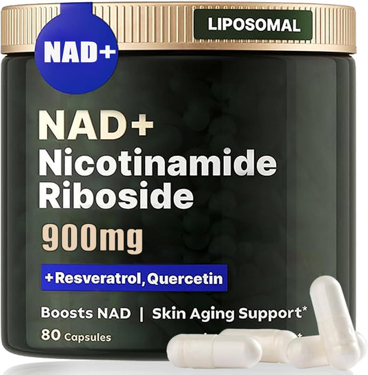 Liposomal NAD+ Supplement with NR, Resveratrol, Quercetin - Energy & Focus Support for Women and Men - 80 Capsules