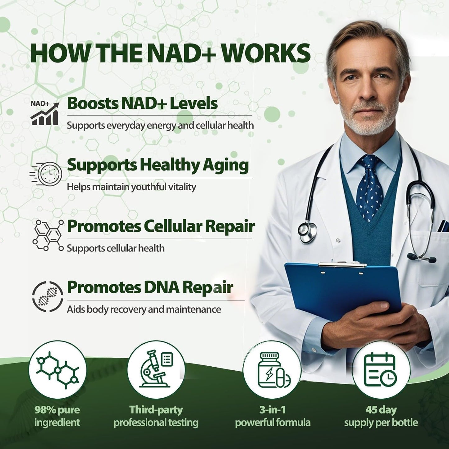 Liposomal NAD+ Supplement with NR, Resveratrol, Quercetin - Energy & Focus Support for Women and Men - 80 Capsules