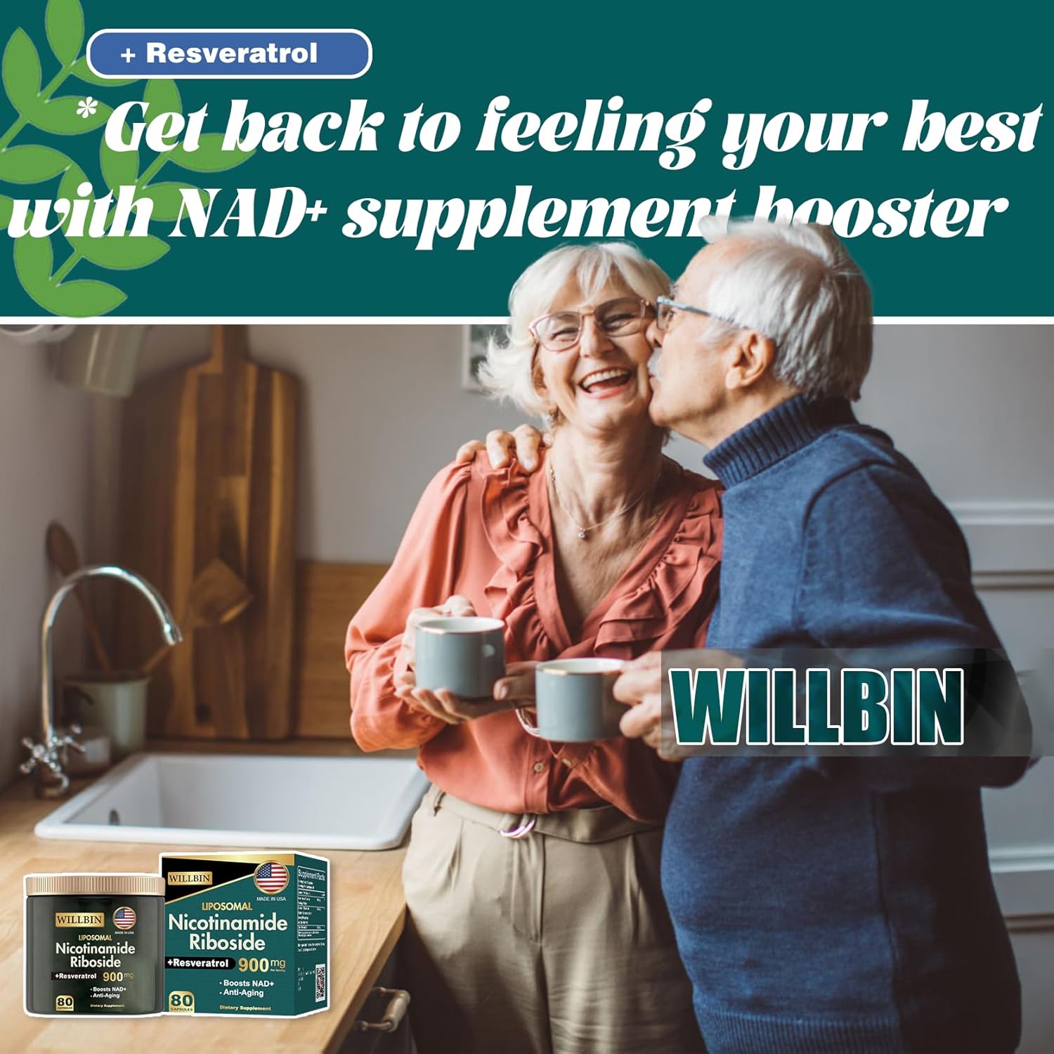 Liposomal NAD+ Supplement with NR, Resveratrol, Quercetin - High Purity Anti-Aging Formula for Energy and Focus - 80 Capsules