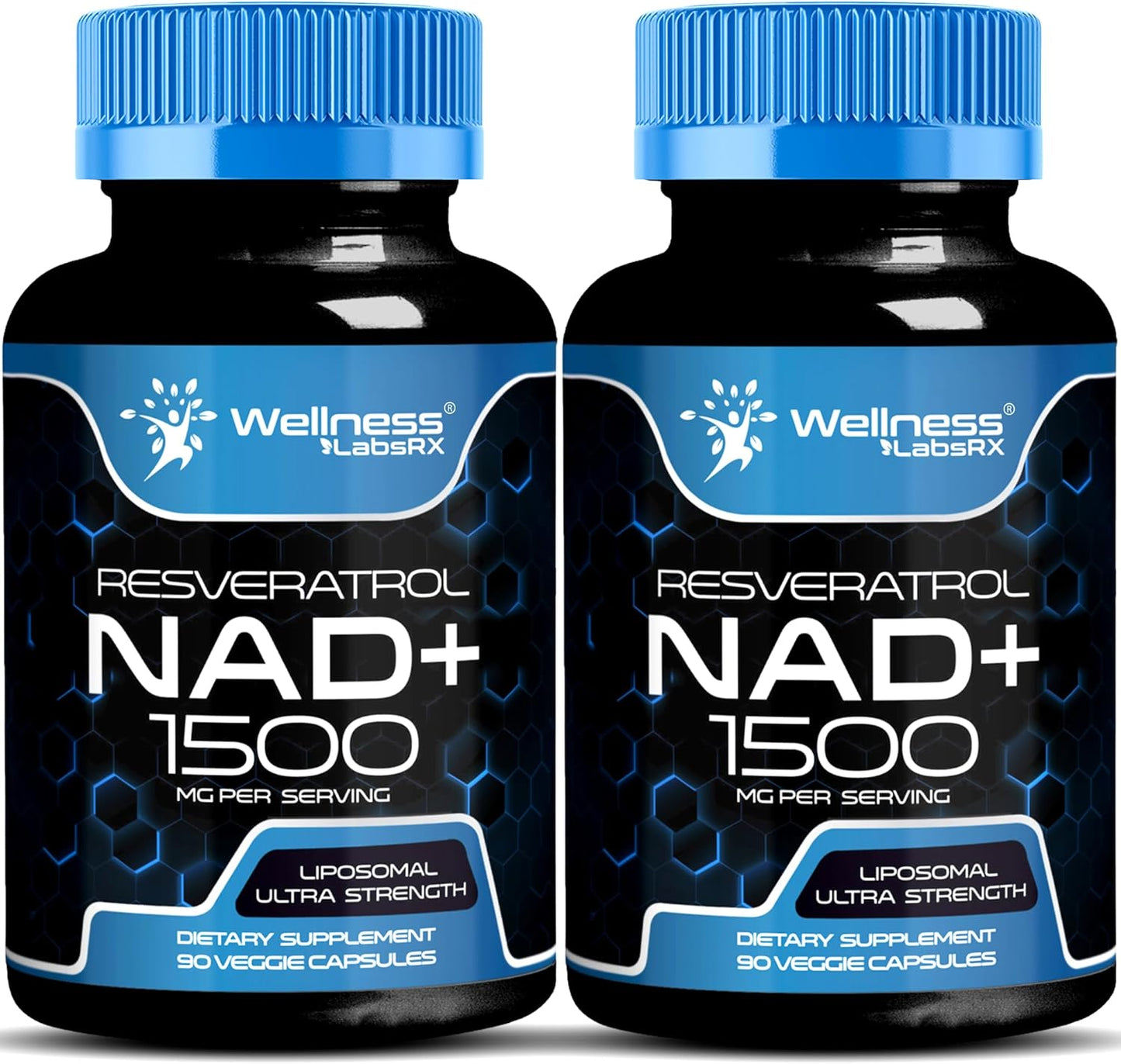 Liposomal NAD+ Supplement with Resveratrol, 1500mg - Ultra Strength Capsules for Cellular Health, Stamina, and Healthy Aging - USA Made (2 Pack)