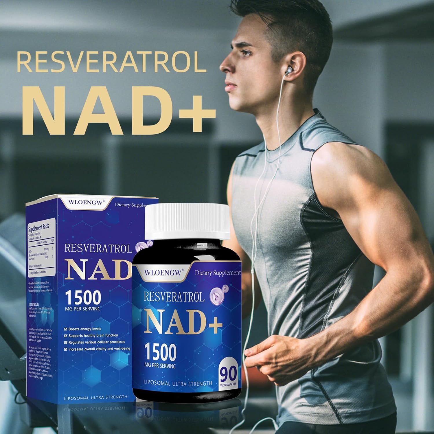 Liposomal NAD+ Supplement with Resveratrol 1500MG - 90 Count by Wloengw - New NAD Supplement