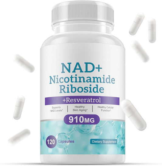 Liposomal NAD+ Supplement with Resveratrol 910mg - Supports Muscle, Brain, Energy - 120 Capsules for Men and Women