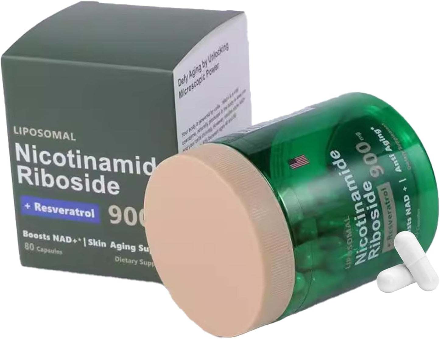 Liposomal NAD+ Supplement with Resveratrol and Quercetin - Anti-Aging and Energy Boost - 80 Capsules