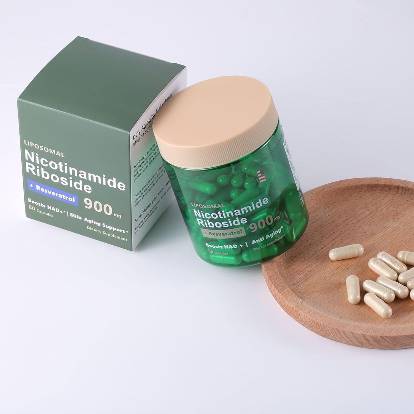 Liposomal NAD+ Supplement with Resveratrol and Quercetin - Anti-Aging and Energy Boost - 80 Capsules