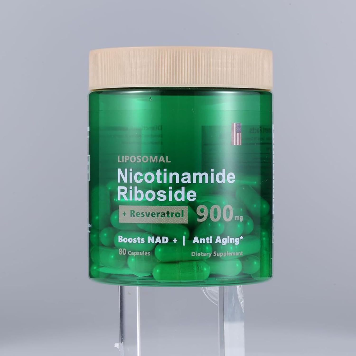 Liposomal NAD+ Supplement with Resveratrol and Quercetin - Anti-Aging and Energy Boost - 80 Capsules