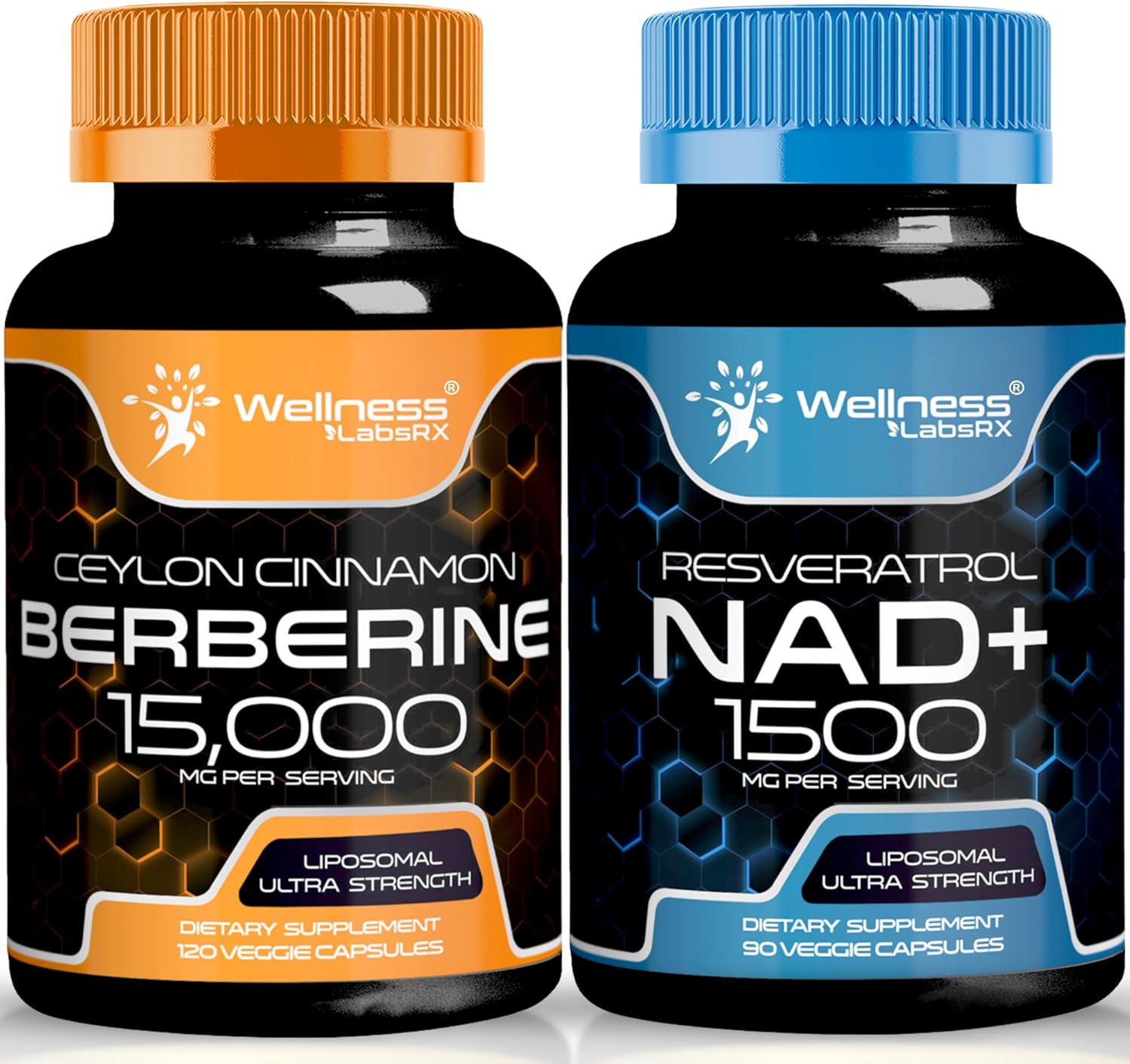 Liposomal NAD Supplement with Resveratrol & Berberine - 1500mg Boosting Formula with Ceylon Cinnamon for Wellness by Wellness LabsRX