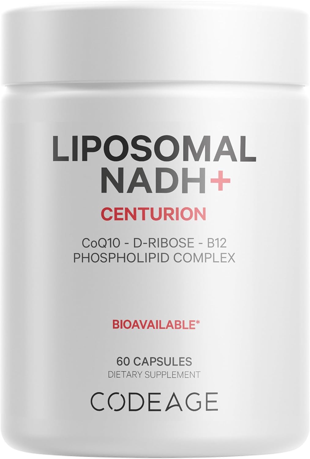 Liposomal NADH+ Supplement with Vitamin B12, D-Ribose, and CoQ10 - 2-Month Supply - Non-GMO - 60 Capsules