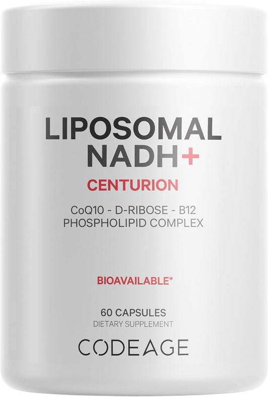 Liposomal NADH+ Supplement with Vitamin B12, D-Ribose, and CoQ10 - 2-Month Supply - Non-GMO - 60 Capsules