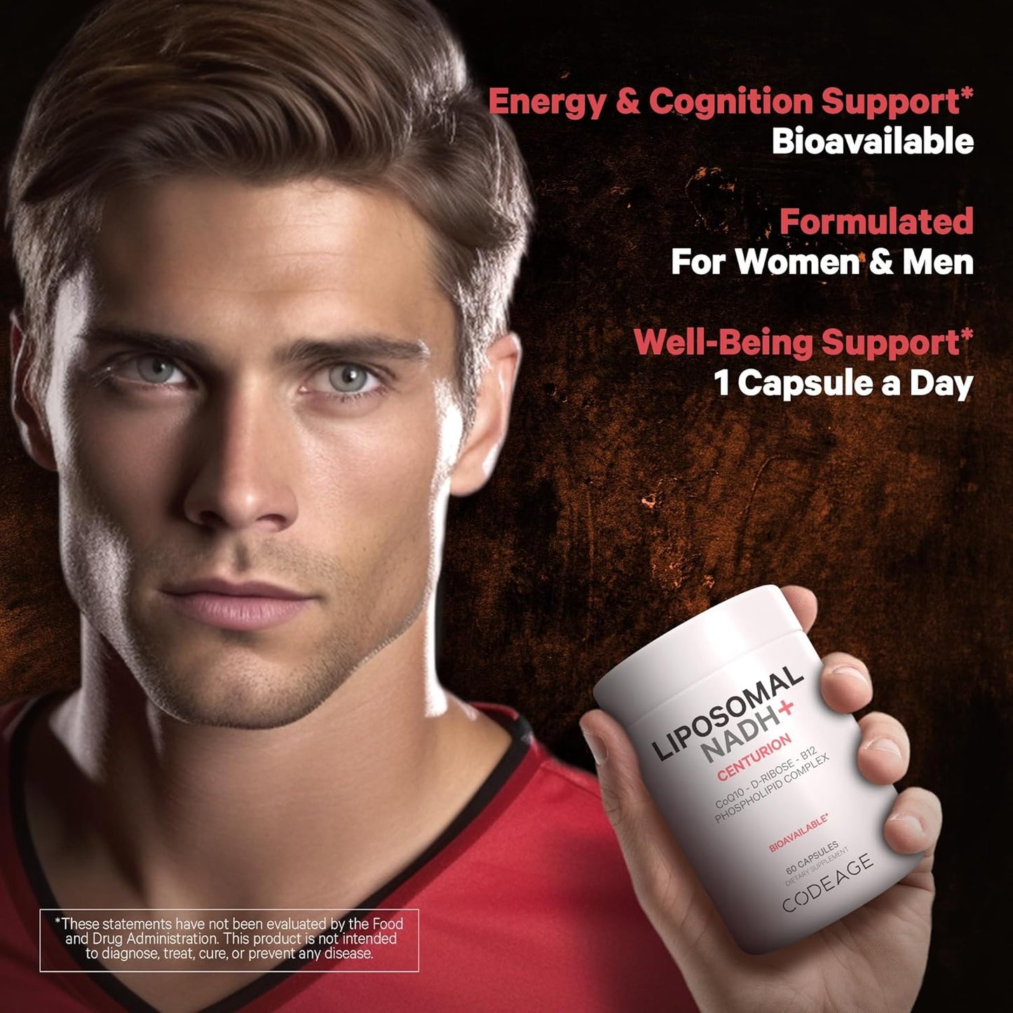 Liposomal NADH+ Supplement with Vitamin B12, D-Ribose, and CoQ10 - 2-Month Supply - Non-GMO - 60 Capsules