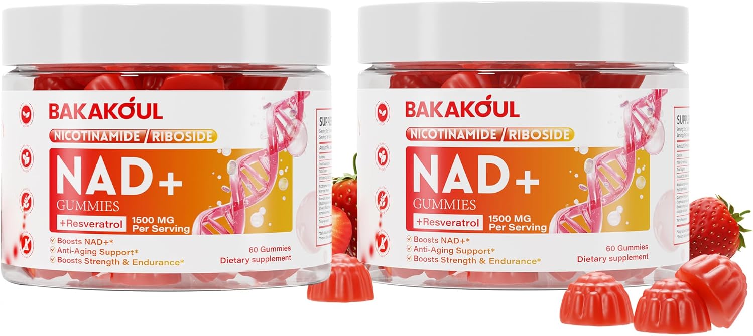 Liposomal Nicotinamide Riboside Gummies with Resveratrol and Quercetin - NAD+ Supplement for Men and Women, 2 Pack of 60 Gummies