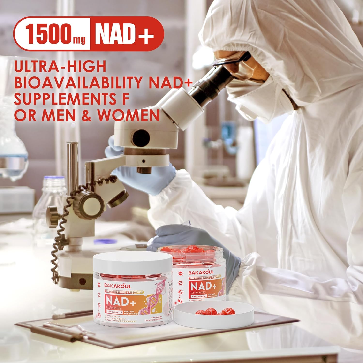 Liposomal Nicotinamide Riboside Gummies with Resveratrol and Quercetin - NAD+ Supplement for Men and Women, 2 Pack of 60 Gummies