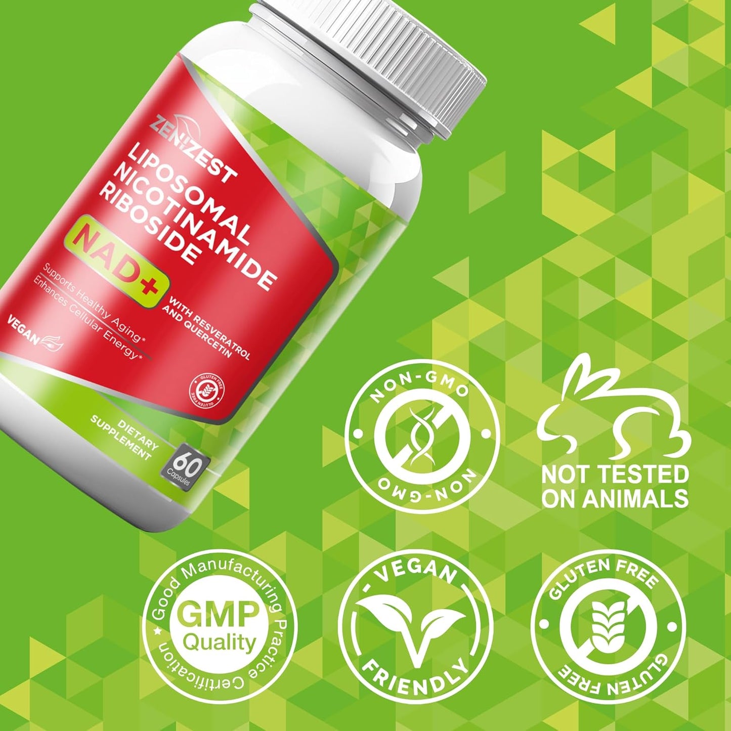 Liposomal Nicotinamide Riboside with Resveratrol & Quercetin Supplement for Anti-Aging & Energy Boost