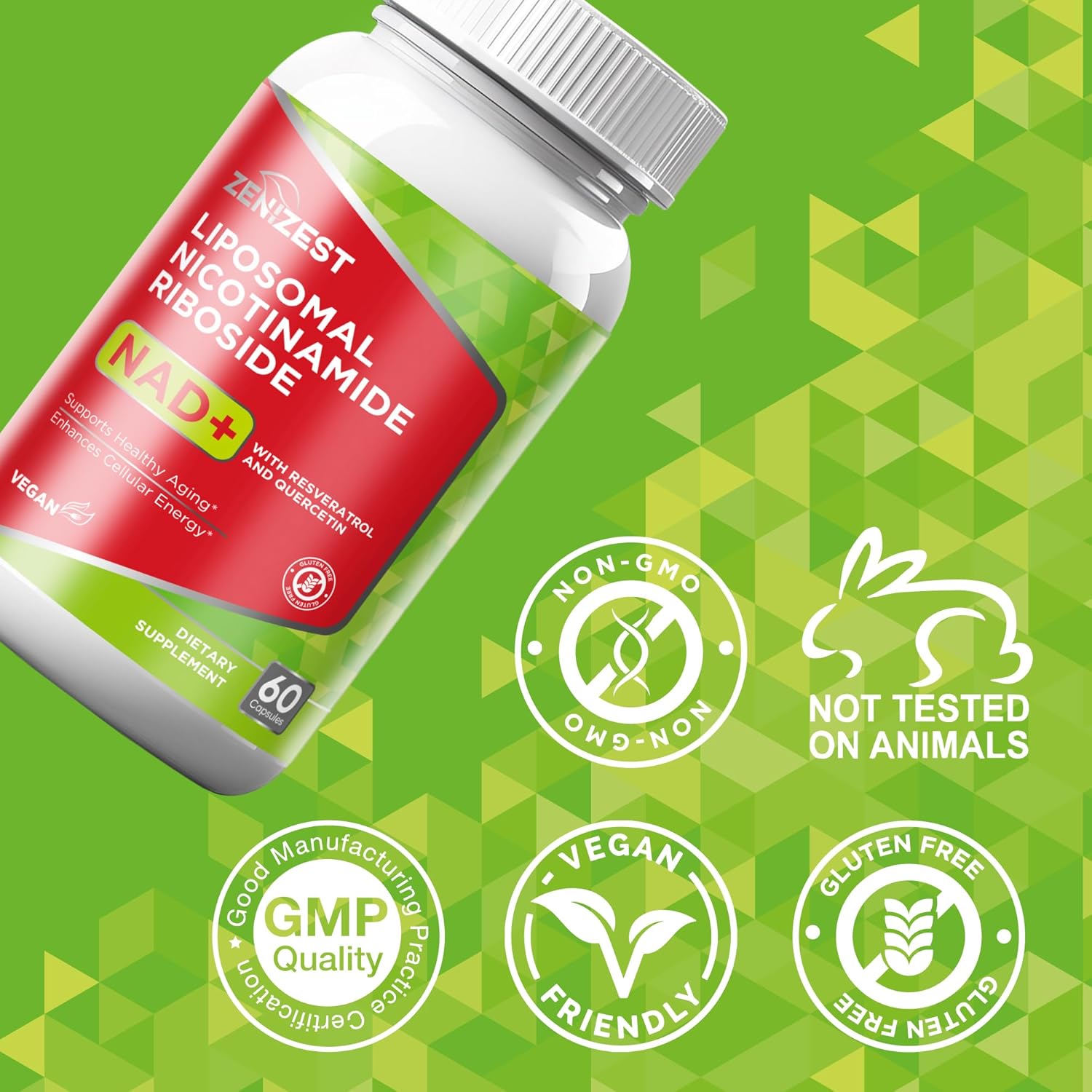 Liposomal Nicotinamide Riboside with Resveratrol & Quercetin Supplement for Anti-Aging & Energy Boost