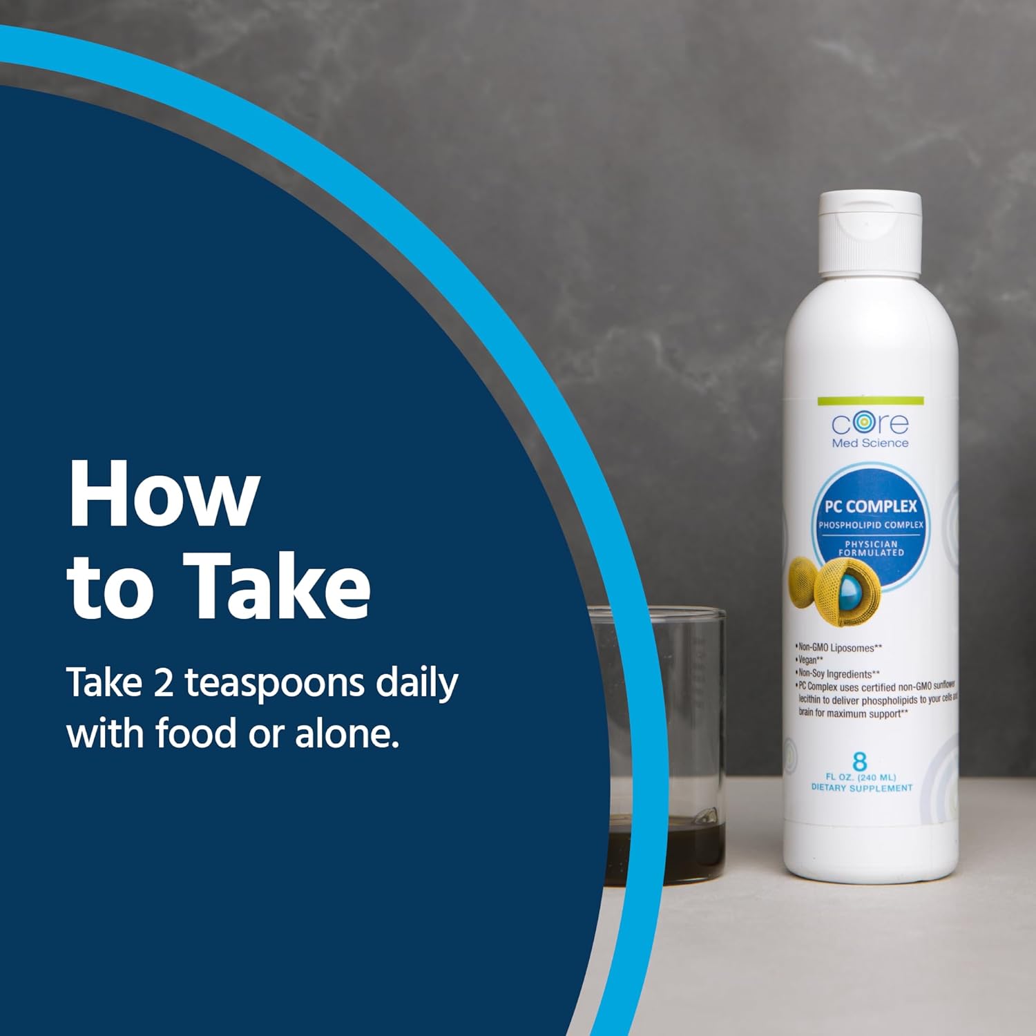 Liposomal Phosphatidylcholine Supplement (8 Fl Oz) - Supports Liver, Gut, & Cognitive Health - Liquid Lecithin Phospholipid Complex