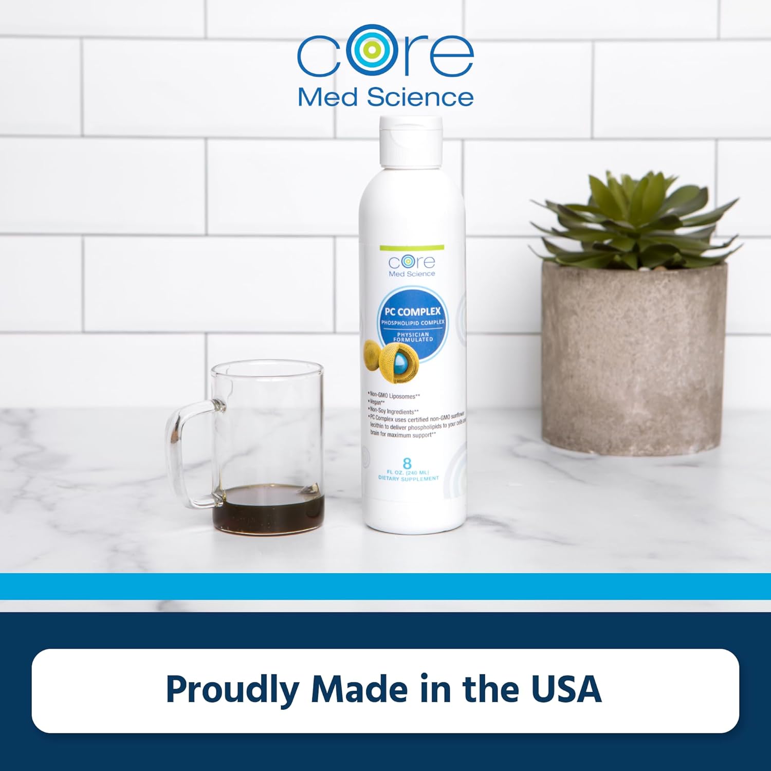 Liposomal Phosphatidylcholine Supplement (8 Fl Oz) - Supports Liver, Gut, & Cognitive Health - Liquid Lecithin Phospholipid Complex