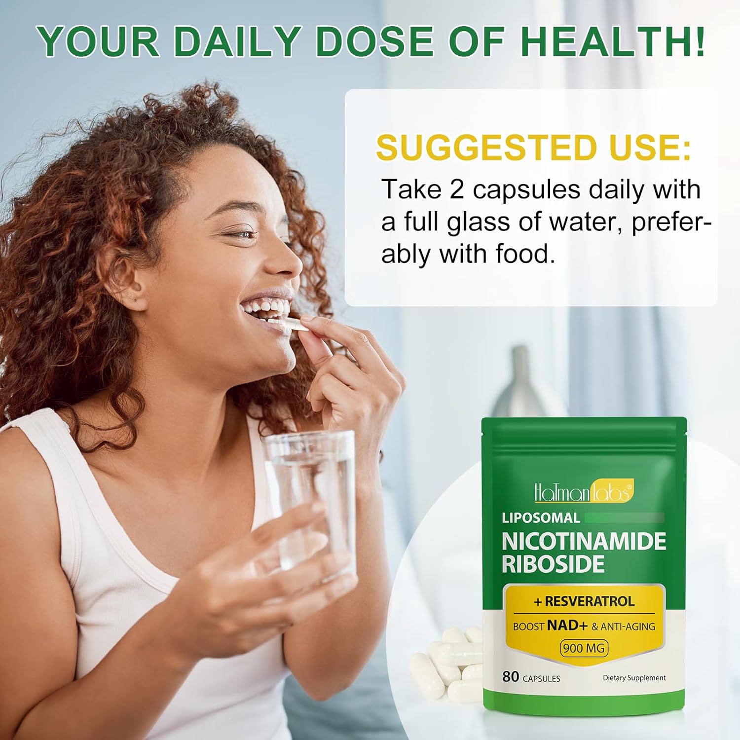 Liposomal Resveratrol and Nicotinamide Riboside Supplement for Women and Men - 80 Capsules