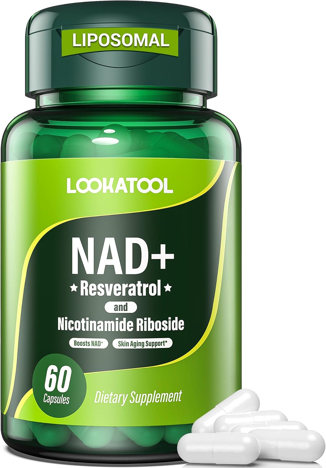 Liposomal Resveratrol with Quercetin and NAD+ for Anti-Aging and Energy Boost, 60 Capsules