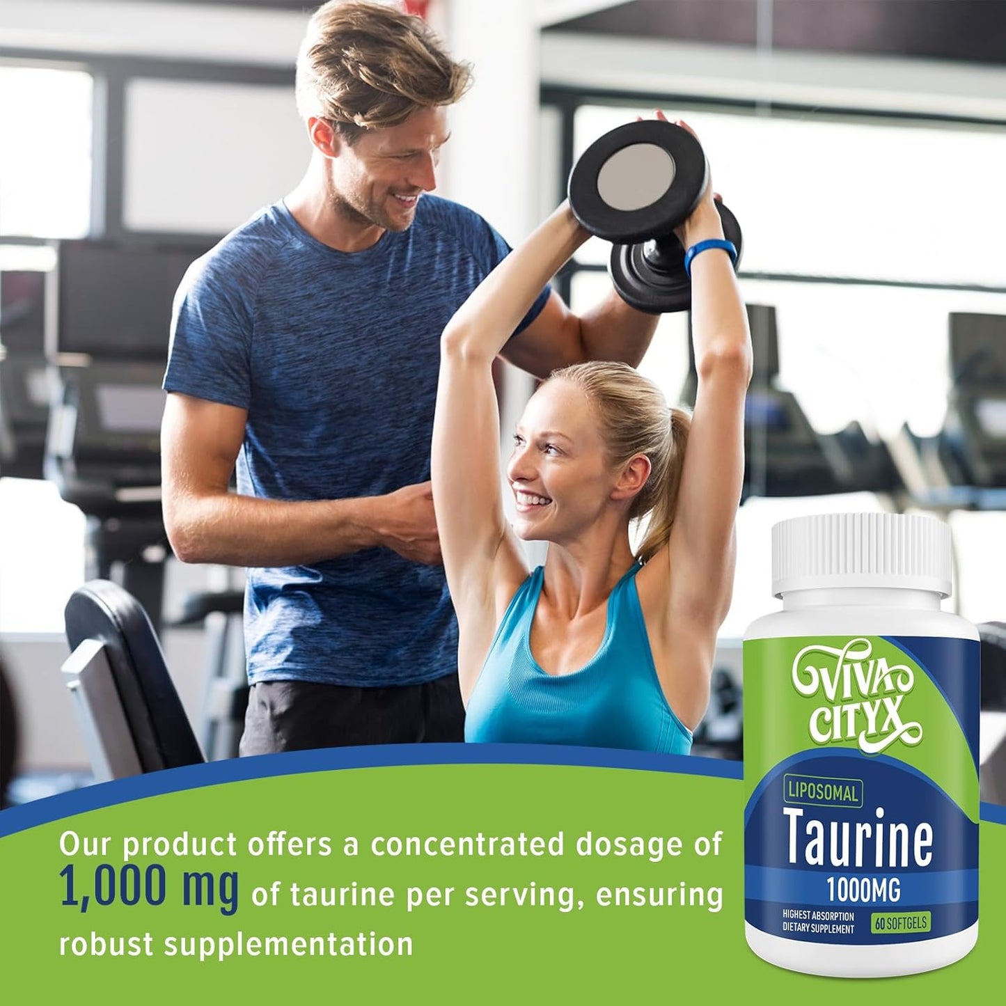 Liposomal Taurine Amino Acid Supplement 1000mg - Vegan & Gluten Free - Supports Heart, Liver, Brain Health - High Absorption - 2 Pack of 60 Softgels
