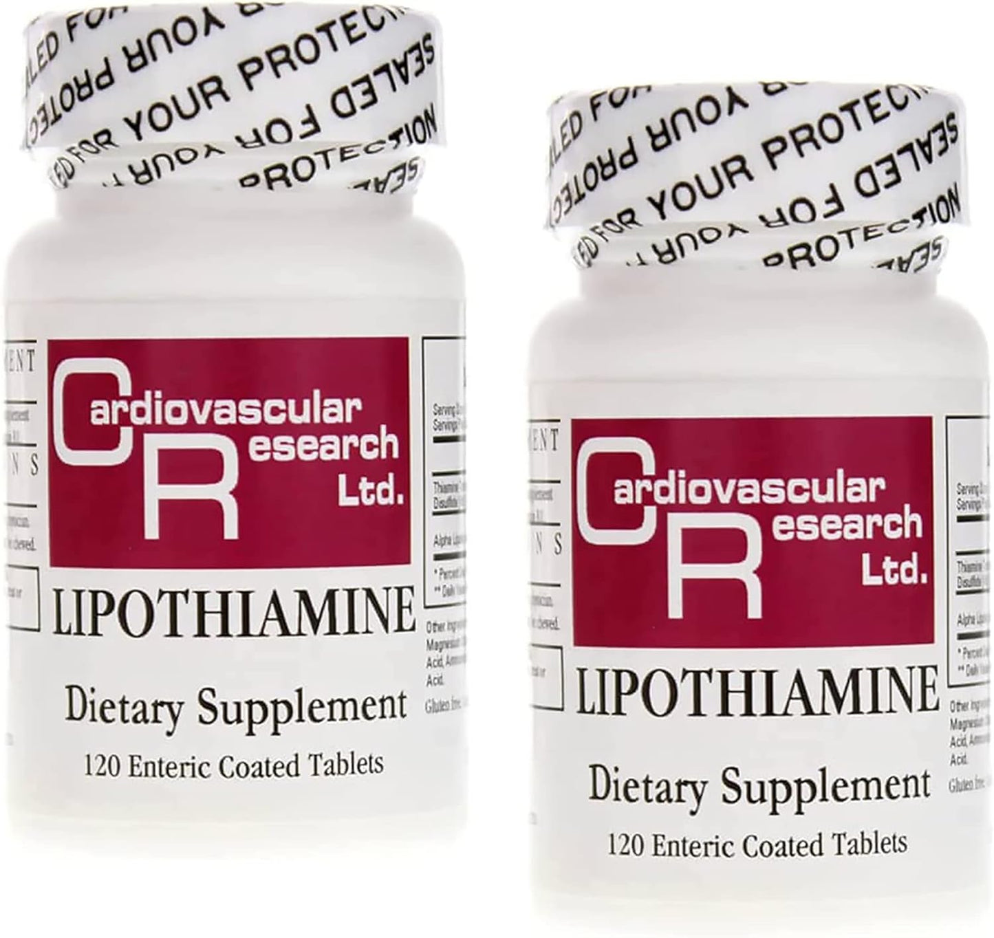 Lipothiamine B Supplement with Alpha Lipoic Acid - 240 Tablets for Cardiovascular Health - 2 Bottles of 120 Count