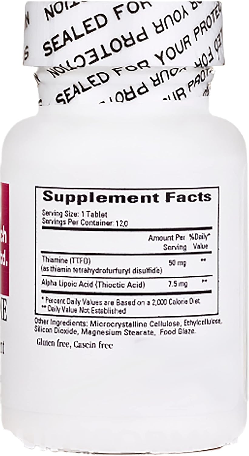 Lipothiamine B Supplement with Alpha Lipoic Acid - 240 Tablets for Cardiovascular Health - 2 Bottles of 120 Count