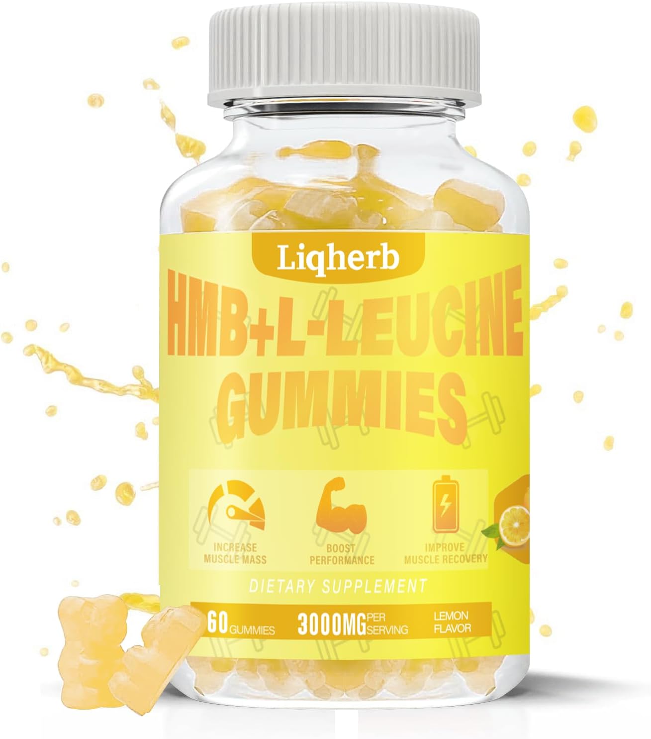 Liqherb HMB L-Leucine Gummies 3000mg for Muscle Recovery & Endurance - Non GMO, Vegan, Gluten-Free - 120 Count
