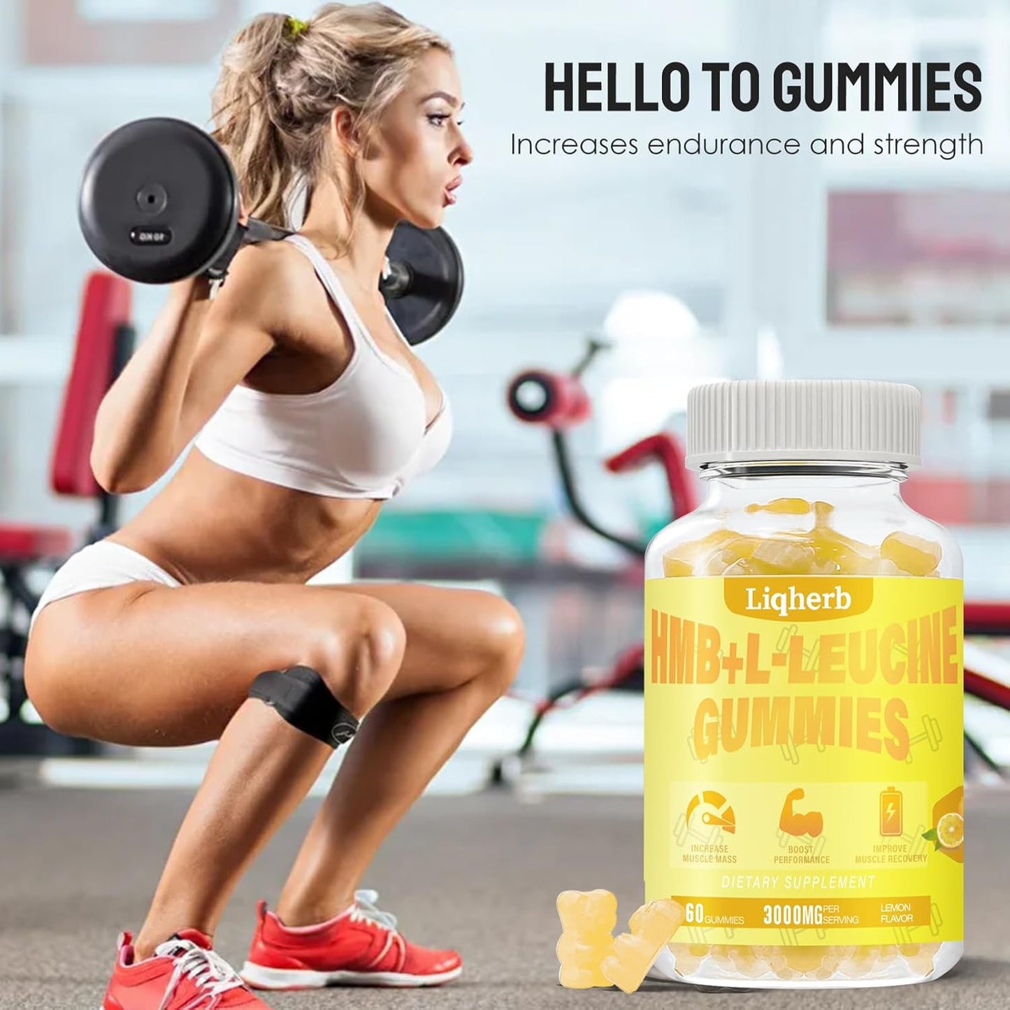 Liqherb HMB L-Leucine Gummies 3000mg for Muscle Recovery & Endurance - Non GMO, Vegan, Gluten-Free - 120 Count