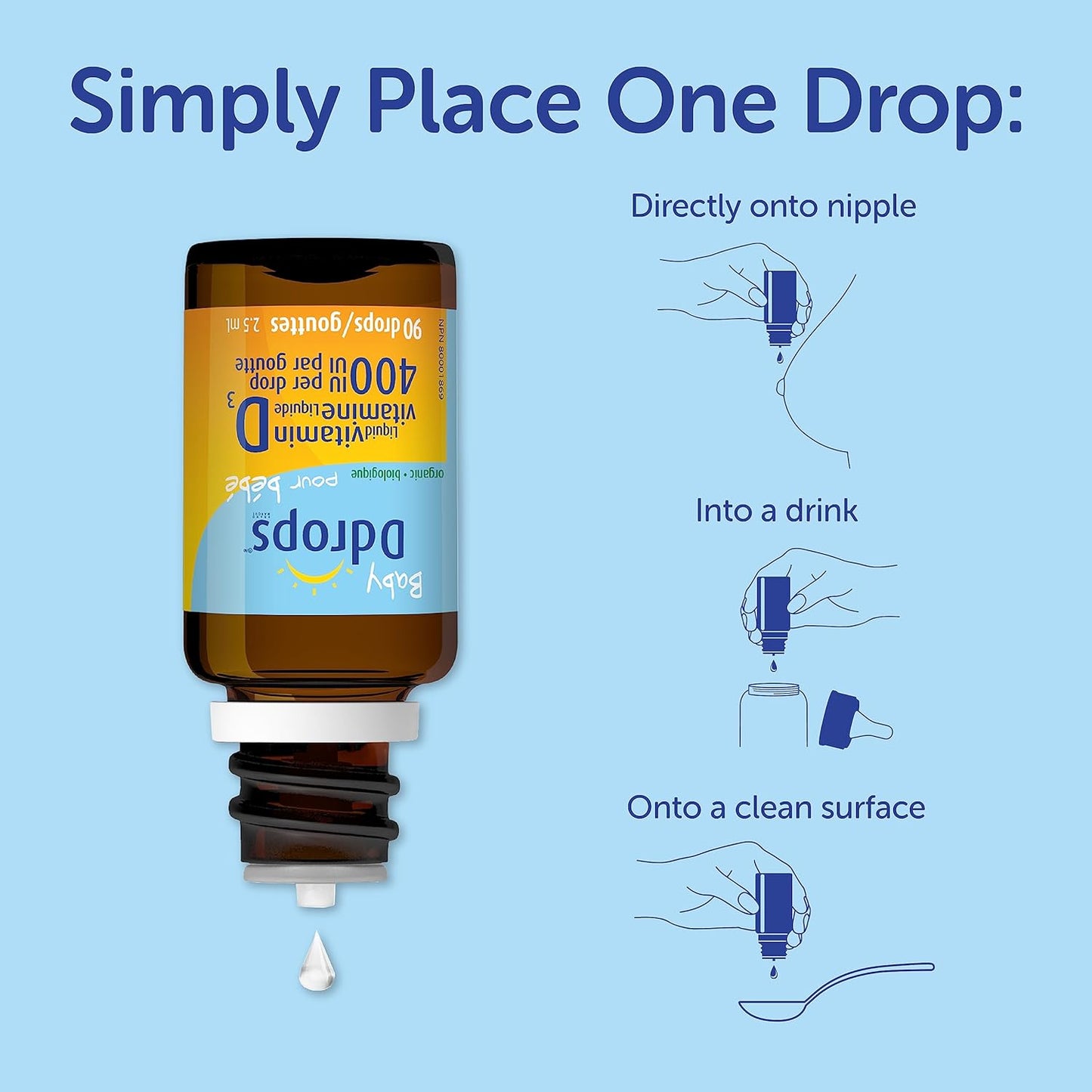 Liquid Baby Vitamin D Drops - 90 Drops - Easy-to-Use Supplement for Babies