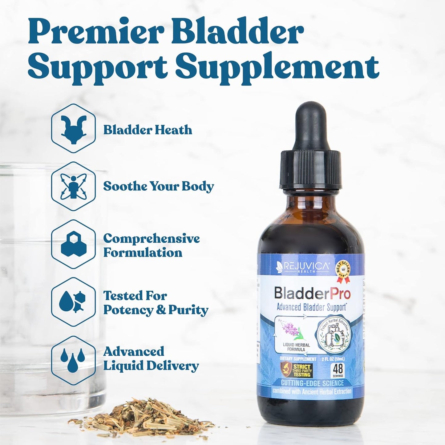 Liquid Bladder Support Supplement for Men and Women - Pumpkin Seed, Uva Ursi, Goldenrod - Improved Absorption