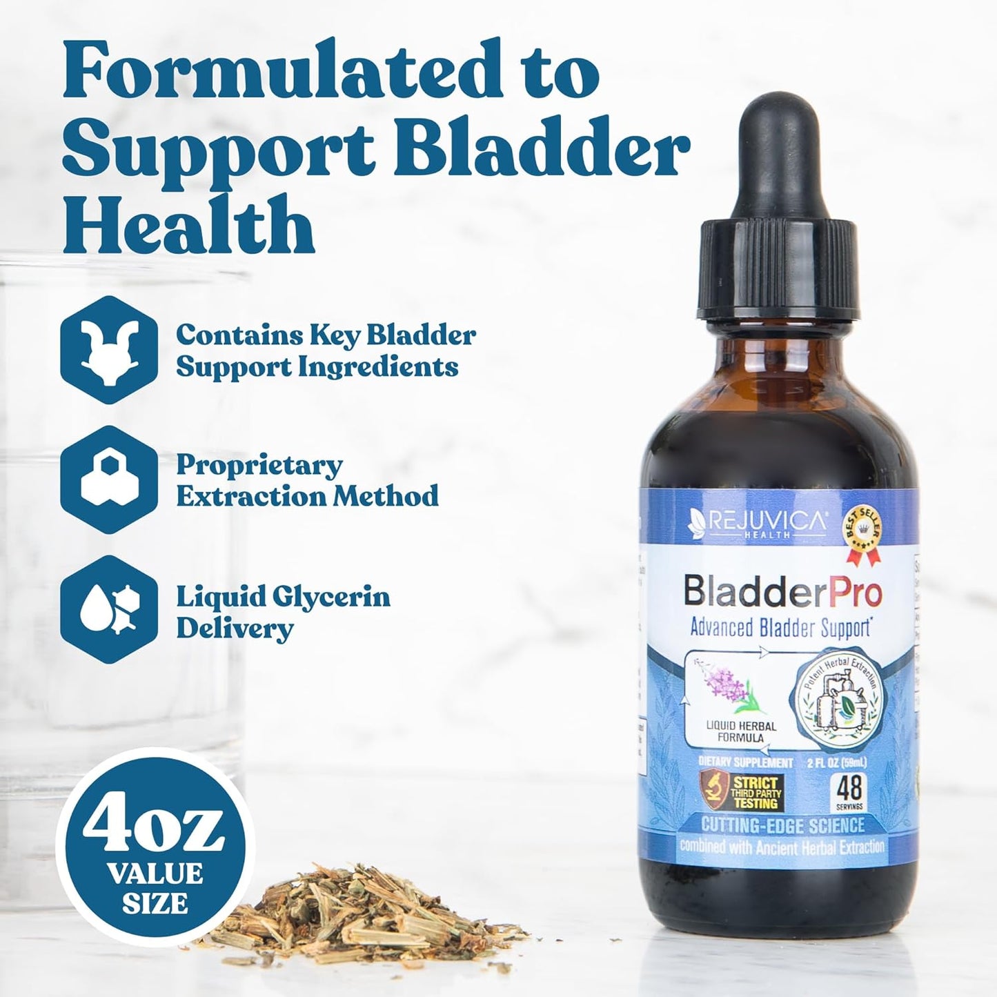 Liquid Bladder Support Supplement for Men and Women - Pumpkin Seed, Uva Ursi, Goldenrod - Improved Absorption