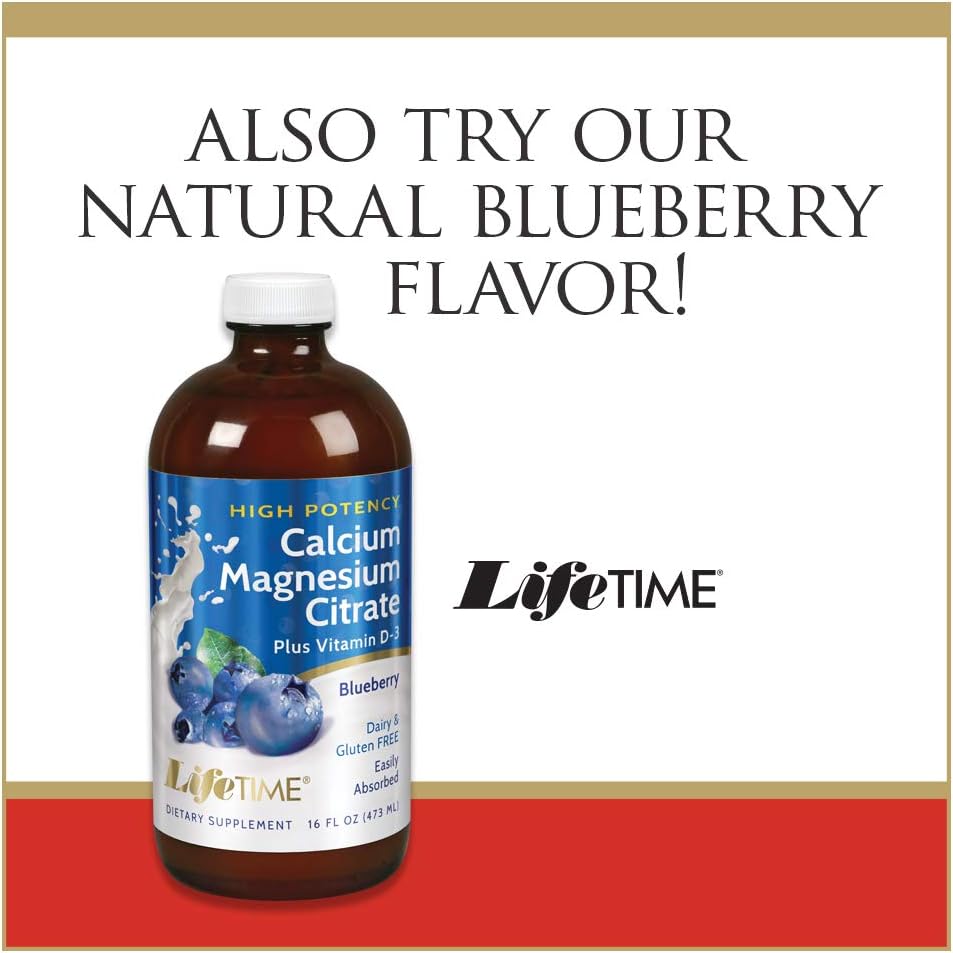 Liquid Calcium Magnesium Citrate Supplement with Natural Strawberry Flavor - 16 fl. oz. Bottle from LifeTime Vitamins