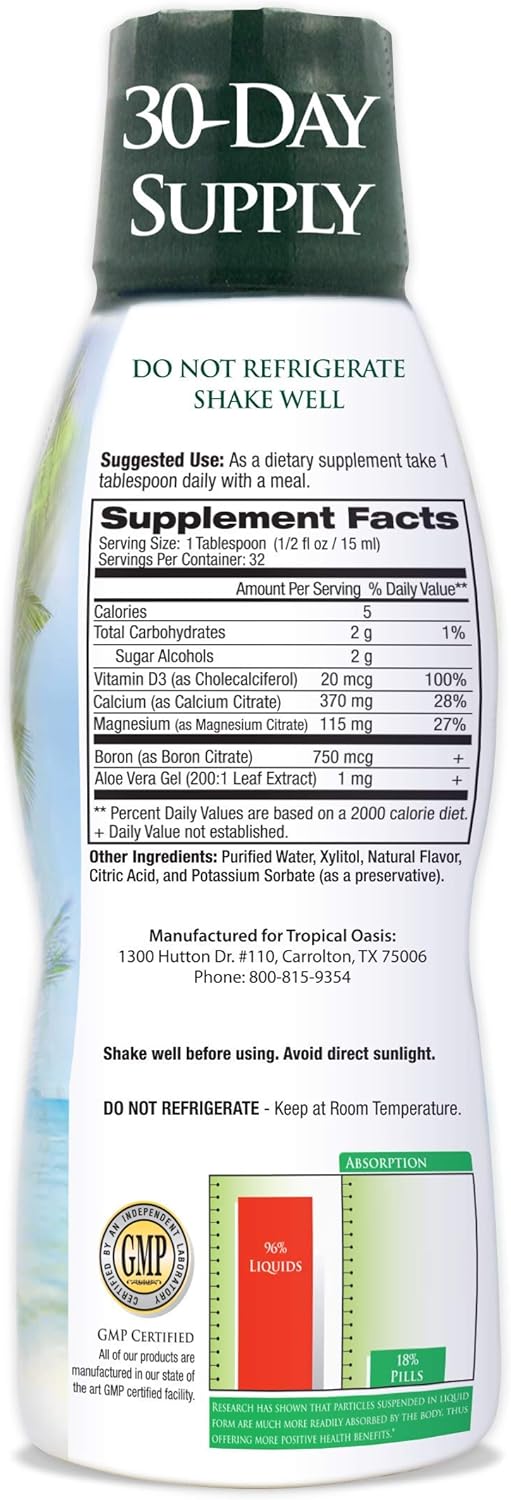 Liquid Calcium & Magnesium Supplement - Natural Formula for Strong Bones - Liquid Vitamins with Calcium - 16oz, 32 Servings