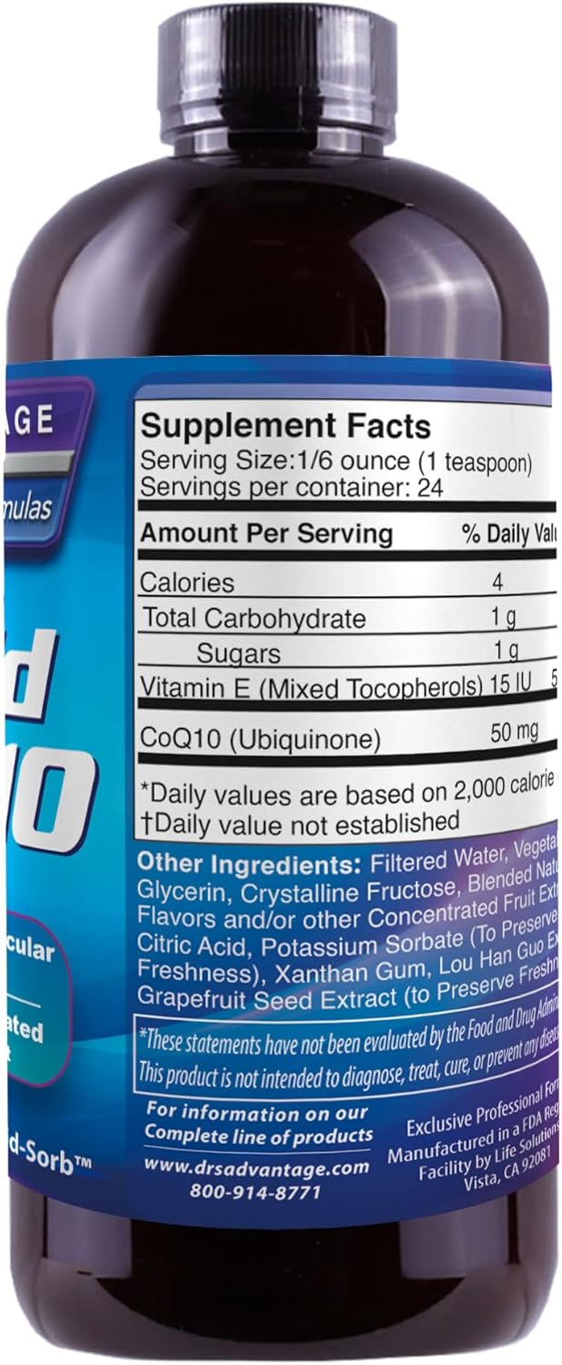 Liquid CoQ10 Supplement - 4oz Bottle by Dr's Advantage for Health and Beauty