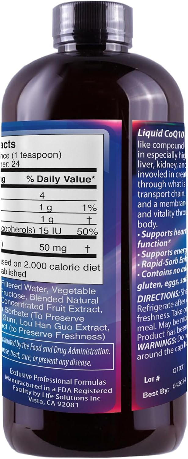 Liquid CoQ10 Supplement - 4oz Bottle by Dr's Advantage for Health and Beauty