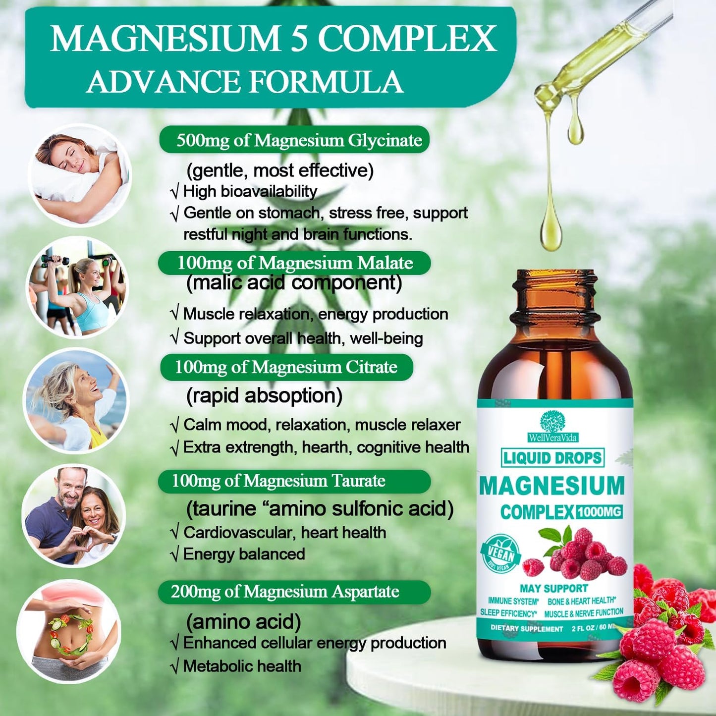 Liquid Cortisol Reducer Drops with Magnesium, Vitamin D3, Ashwagandha, St Johns Wort, Lemon Balm - Promotes Hormone Balance, Relaxation, Women's Health